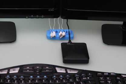 Desktop Cable Organizer, Weighted, Eco-Friendly Silicone, No Bad Smell, Bundled with 4 Reusable Cable Ties (Black)