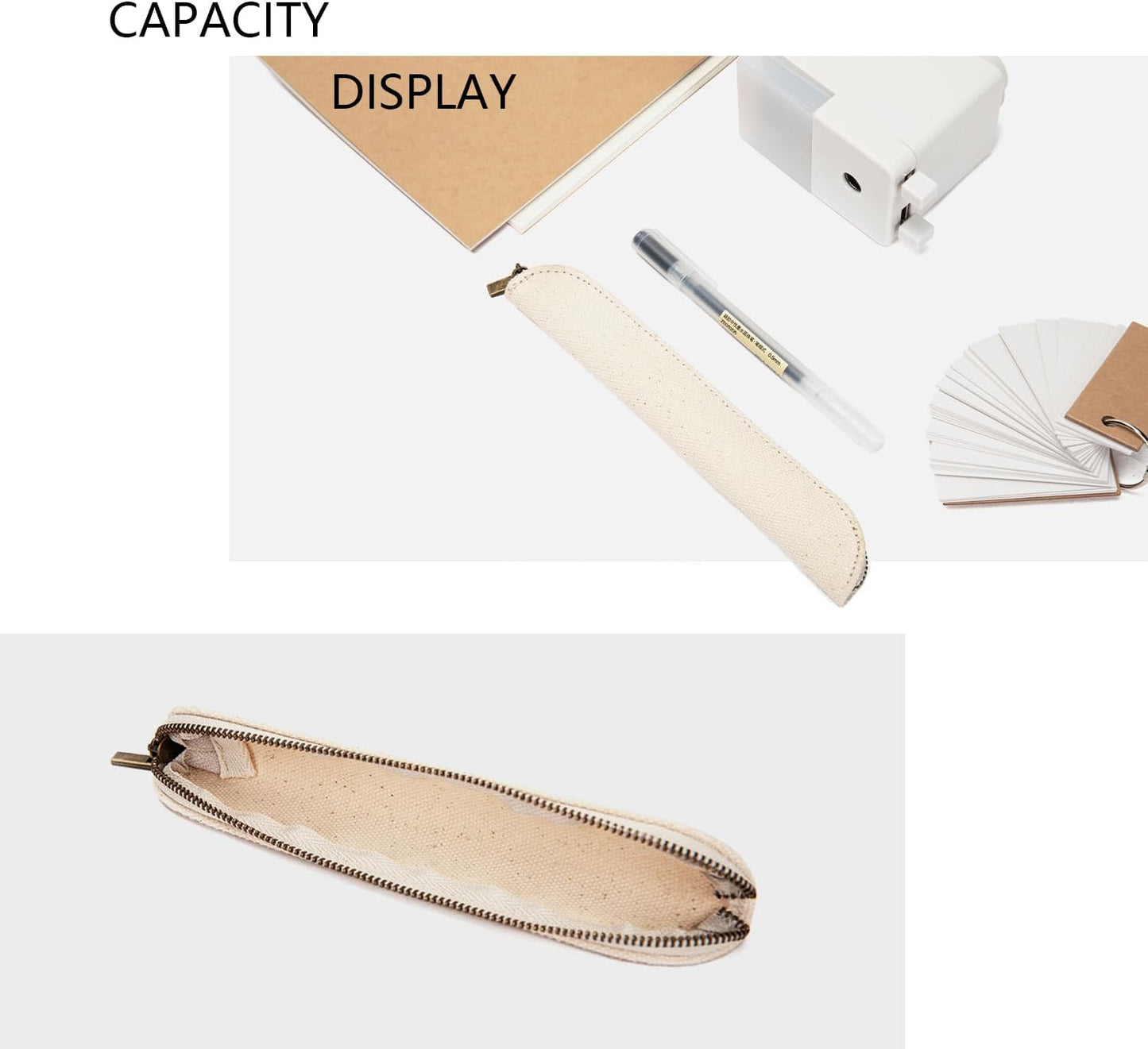 Pencil Case Durable Pencil Pouch for Pens School Featuring Oxford Lap Design (Khaki,Oxford)