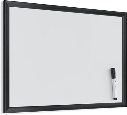 U Brands Framed Magnetic Weekly Calendar Dry Erase White Board, Office Supplies, Black Frame, with Marker, Magnet, 11” x 18”