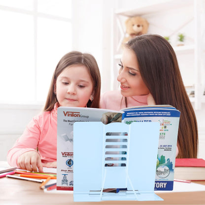 Honagu Book Stand Metal Desk Book Holder, Book Holders for Reading Hands Free, Adjustable Cookbook Documents Holder, Portable Bookstand for Music Books, Textbook, Recipe, Tablet, Ipad (Black)