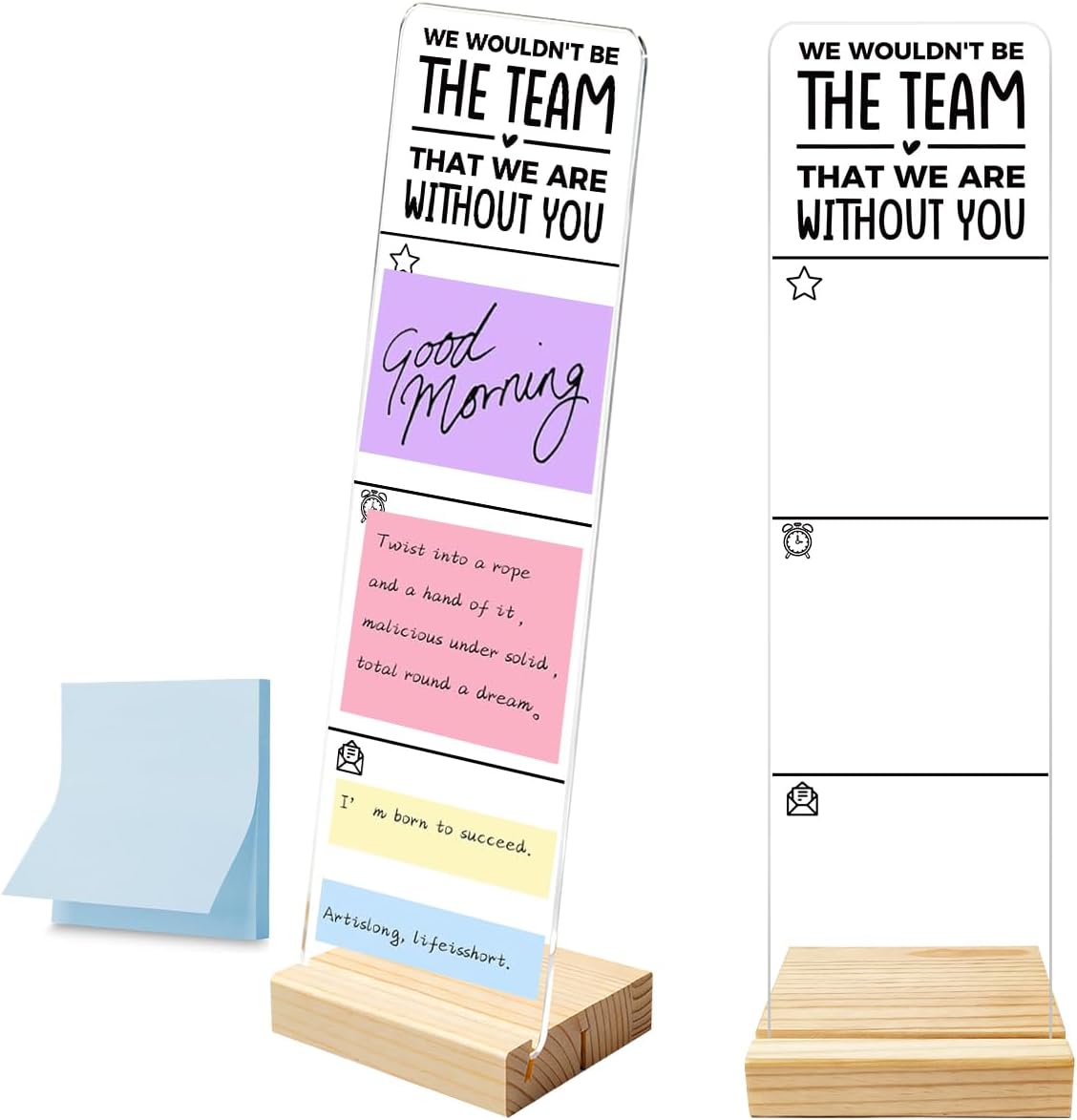 Monitor Memo Board with Removable Wooden Base Acrylic Portable Sticky Note Holder, It's Fine I'm Fine Everything is Fine Logo Office Desk Desk Set Sticky Notes 100 Sheets