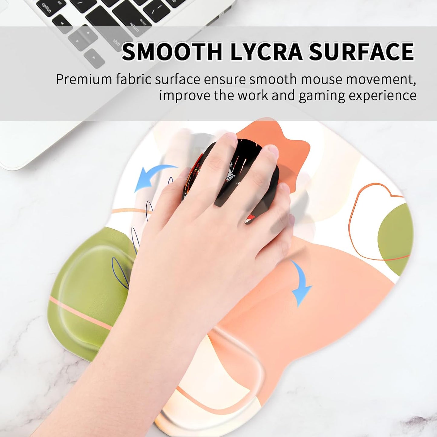 EooCoo Ergonomic Mouse Pad with Wrist Support, Mousepad with Memory Foam Wrist Rest and Non-Slip Base for Computer, Cafe, Home & Office, 9.64 x 8.26 in Office Desk Accessories