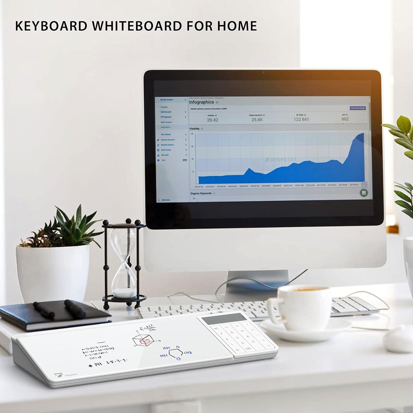 TOWON Small Compact Glass Desktop Whiteboard with Storage – 12 x 7 in Dry Erase Board for Desk, Home Office, School | Includes 5 Markers, Eraser & Holder | Space-Saving Organizer, Aesthetic Rose Gold