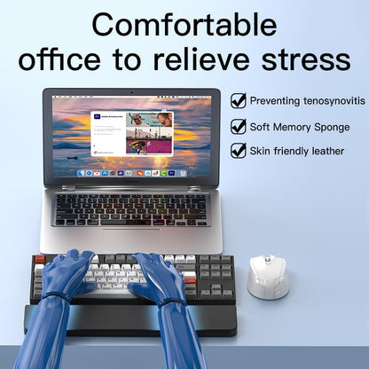 GK GAMAKAY 14.17'' Keyboard Wrist Rest Pad with Cleaning Tool Kit, ABS & Leather Hand Wrist Rest for 85% Mechanical Keyboard, Non-Slip Palm Pad for Comfortable Typing and Playing (White-85%)