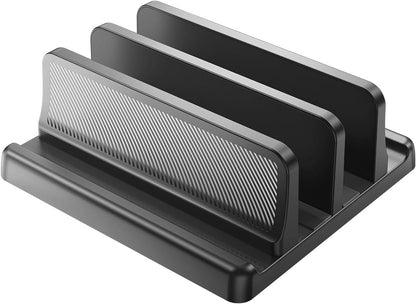 EAXBUX 5 in 1 Vertical Laptop Stand Holder,Adjustable ABS Plastic Laptop Organizer Desktop Management Notebook Dock,Vertical Laptop Stand Space Saving for MacBook,Surface,Samsung,HP,Dell,Chrome Book