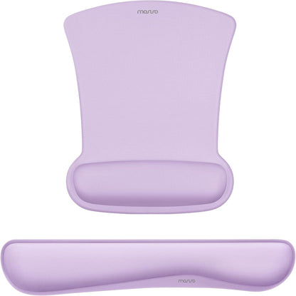 MOSISO Wrist Rest Support for Mouse Pad & Keyboard Set, Ergonomic Mousepad Non-Slip Base Home/Office Pain Relief & Easy Typing Cushion with Neoprene Cloth & Raised Memory Foam, Black