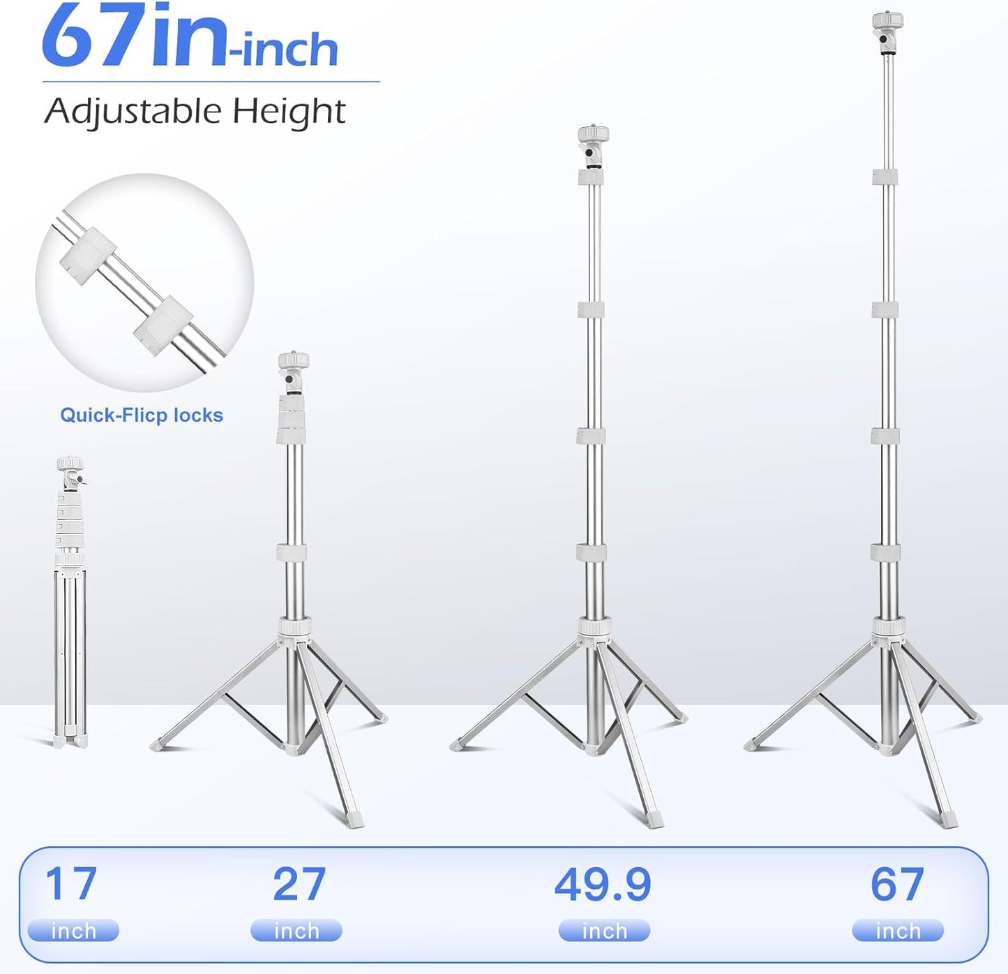 SENSYNE 62" Phone Tripod & Selfie Stick, Extendable Cell Phone Tripod Stand with Wireless Remote and Phone Holder, Compatible with iPhone Android Phone, Camera