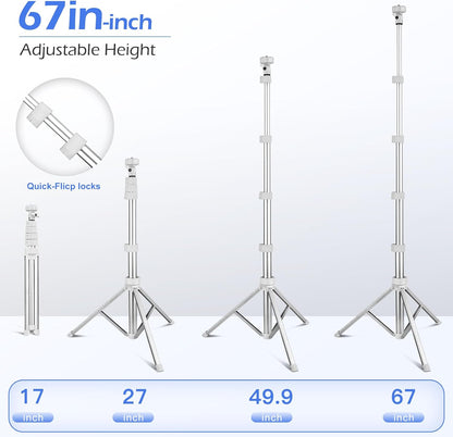 SENSYNE 62" Phone Tripod & Selfie Stick, Extendable Cell Phone Tripod Stand with Wireless Remote and Phone Holder, Compatible with iPhone Android Phone, Camera