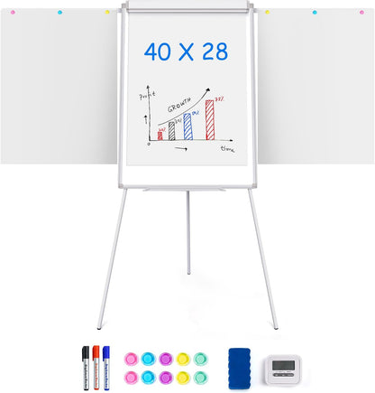 Easel Whiteboard - Magnetic Portable Dry Erase 36 x 24 Tripod Height Adjustable, 3' x 2' Flipchart Easel Stand White Board for Office or Teaching at Home & Classroom (36x24 White)