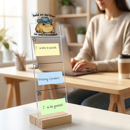 Monitor Memo Board Computer Monitor Memo Board Sticky Note Organizer Hold On Partner Im Overstimulated Sign Acrylic Desk Accessories Removable Wooden Base Set Sticky Notes 100 Sheets 11.8×3.1 inches