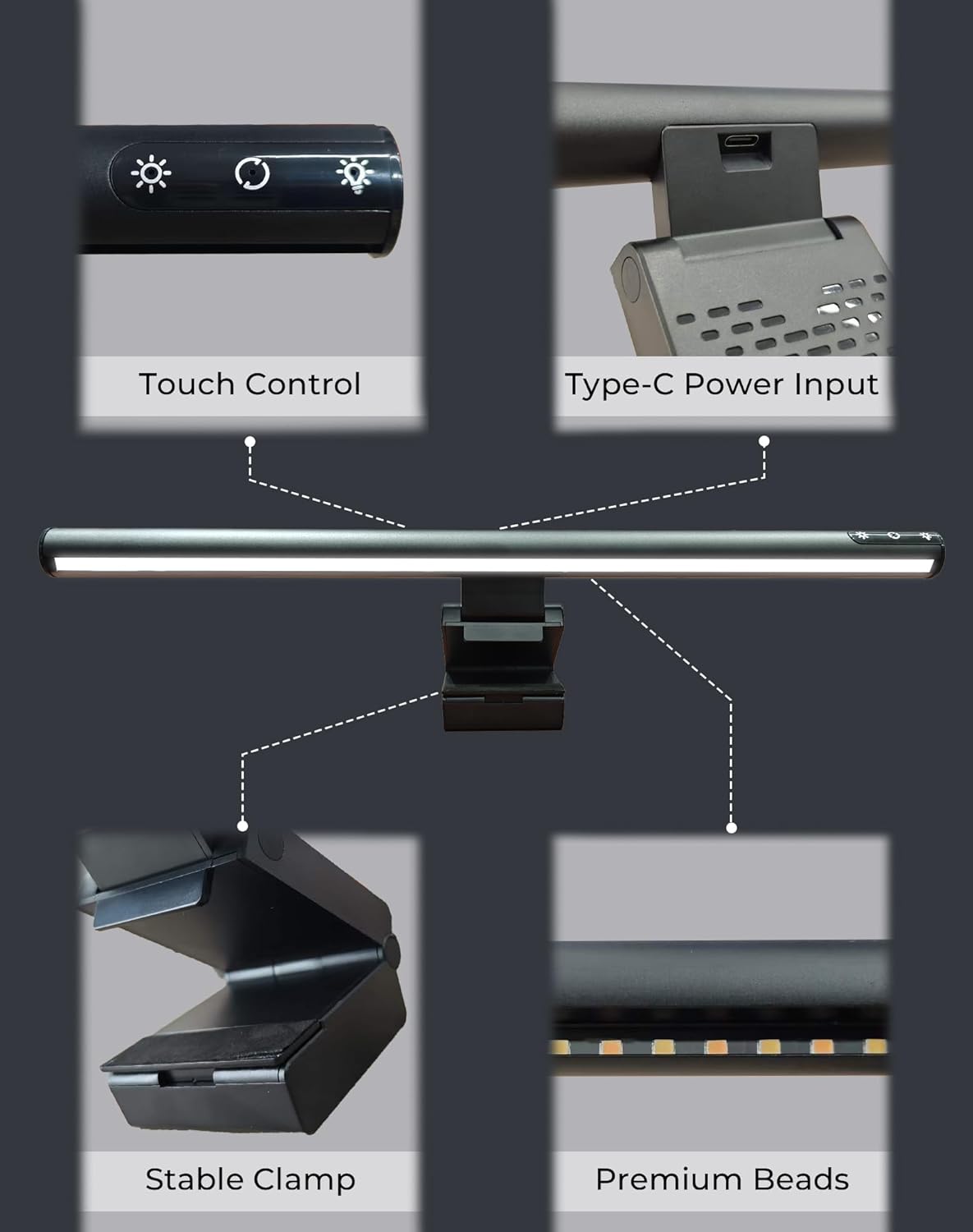 RGB Monitor Light Bar with Wireless Remote, Dual-Source Gaming Computer Lamp for Curved & Flat Monitors (0.39"-1.18"), Ambient Backlight, Stepless Dimming (Ra95), No Glare Desk Setup
