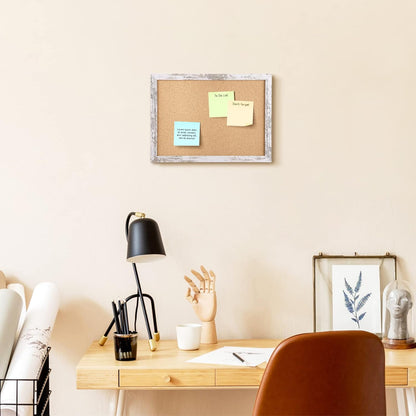 Cork Board Bulletin Board, 11.8x8.6 inches Mini Decorative Hanging Framed Cork Boards for Walls, Pin Board Vision Board for School Home Office, Bulletin Board with Wooden Frame(2230,WH,1p)