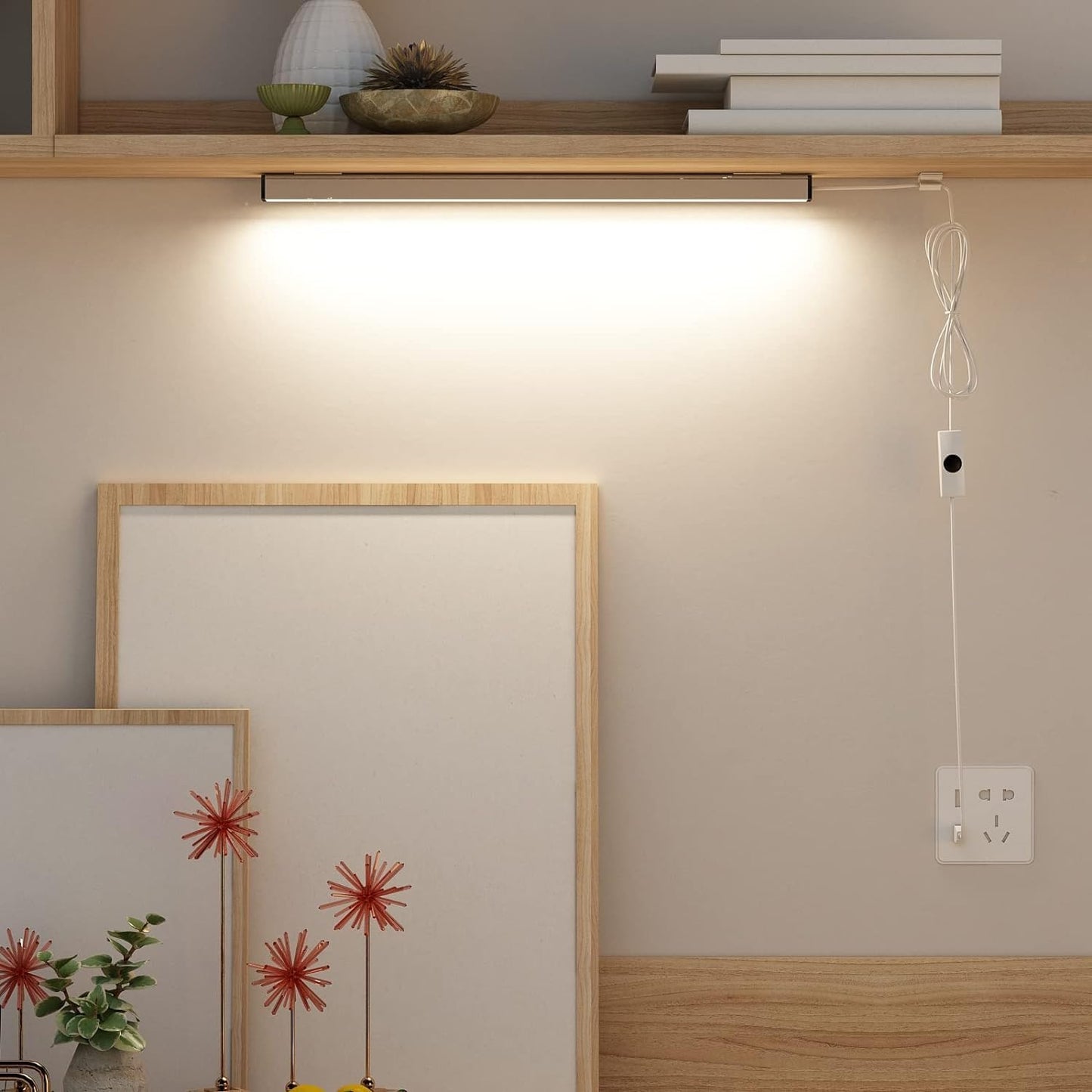 ASOKO Under Cabinet Led Lighting, 12 Inch Light Strip Bar, Daylight White 5000K Dimmable Plug in USB Light, Small Thin Led Under Counter Lighting for Kitchen/Room/Shelf/Desk/Display Case