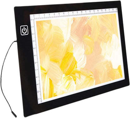 Generic Rechargeable Artist A3/A4/A2/A5 Light Table, Ultra-Thin Portable LED Light Box 3-Color Modes 6 Levels Dimming, Drawing Board Backlight for Sketching, Drawing, Tracing and Diamond Art