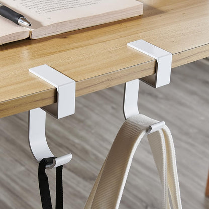 4Pcs Students' Desk Hook Nail Free Clamp-On Under Desk Schoolbag Hook Women's Bag Handbag Headphone Hanger Backpack Hook and Purse Holder - Suitable for under 3cm/1.18 inch Thick Plate（2Gray+2Black)