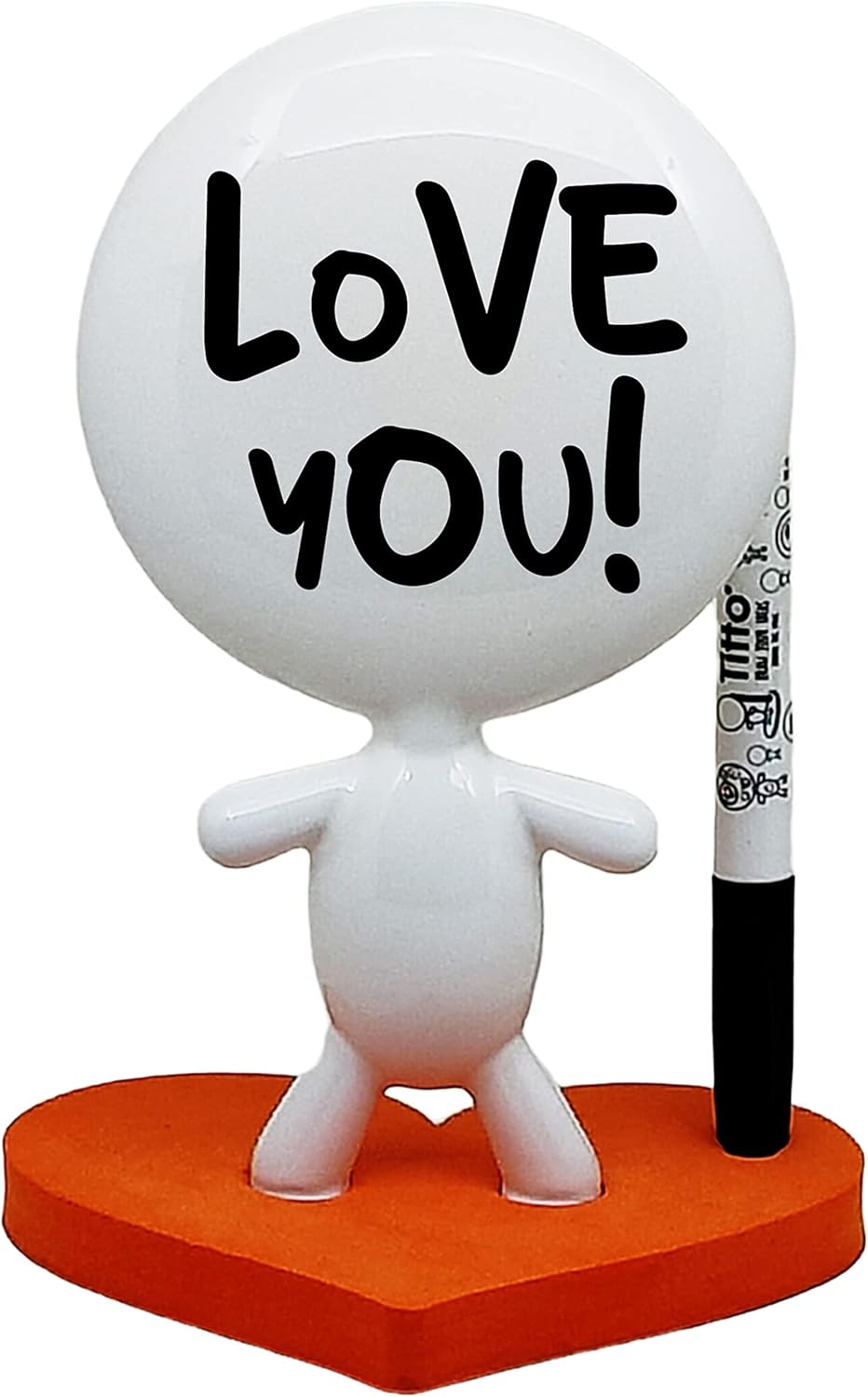 Dry Erase Board - TITTO in Love, Draw Your Ideas - Ceramic Doll - Black Office Design Desk - Coworkers Office Home Gift (Black)