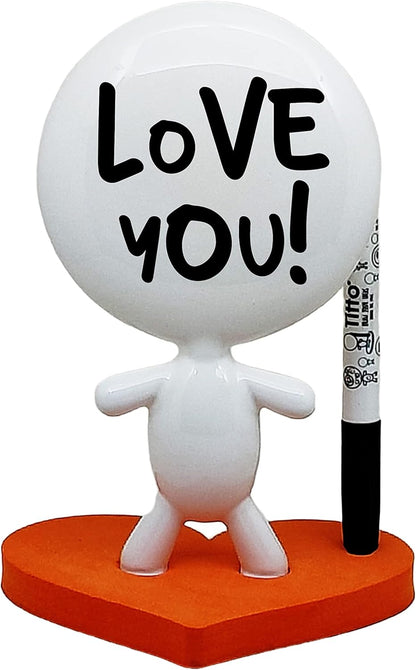 Dry Erase Board - TITTO in Love, Draw Your Ideas - Ceramic Doll - Black Office Design Desk - Coworkers Office Home Gift (Black)