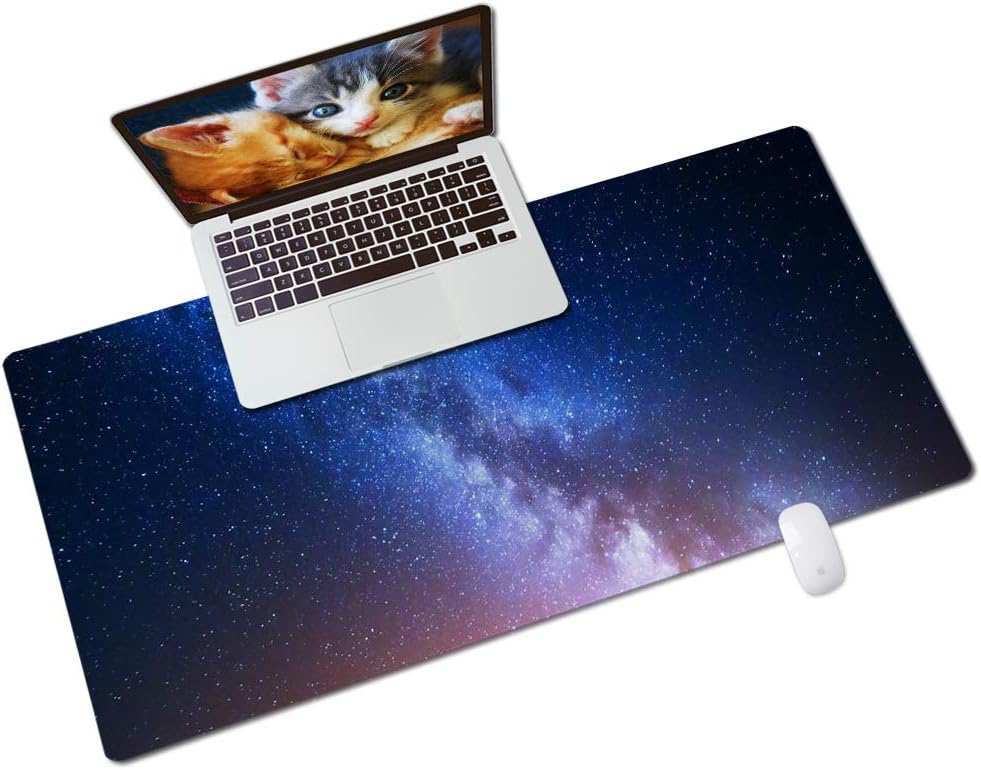 QIYI Large Mouse Pad, Cute Pink Desk Mat for Desktop, Women Girls PU Leather Desk Pad Waterproof Gaming Mousepad, Rose Gold Marble Computer Protector Writing Pad for School Office Home 31.5" x 15.7"