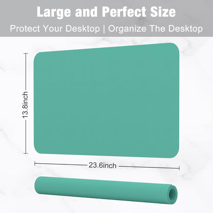 Hsurbtra Desk Pad, 23.6" x 13.8" PU Leather Desk Mat, M Extended Mouse Pad, Waterproof Desktop Blotter Protector, Non-Slip Ultra Thin Small Laptop Keyboard Writing Mat for Office Home, Pink