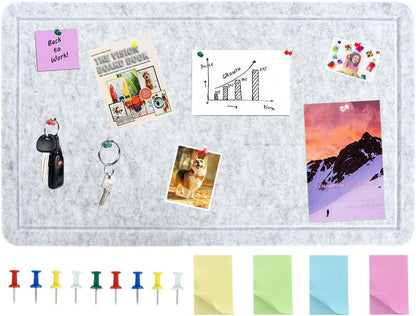 Vuzvuv Black 28"x16" Large Cork Board with 50 Push Pins & Sticky Notes, Self-Adhesive Bulletin Board for Wall, Felt Pin Vision Board for Paste Notes,Schedules Offices Home