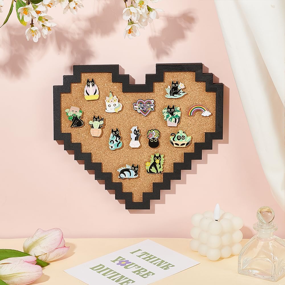 BENECREAT Pin Board Square Cork Board, 0.8inch Thick Bulletin Display Board Wall Mounted Cork Board for Brooch Pin Storage, Office Home Festival Wedding Decor, 7.8x7.8inch