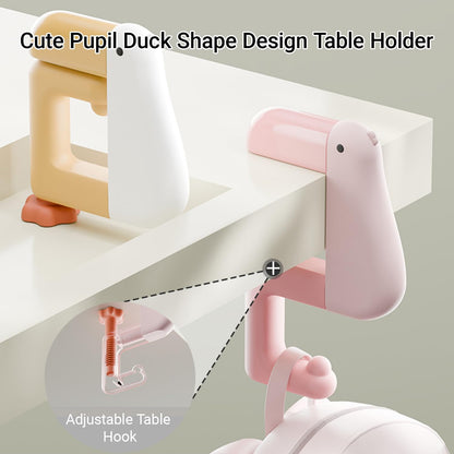 Portable Duck Shaped Detachable Non-Slip Folding Table Hook – No-Drill Purse Hanger & Bag Clamp for School/Office Desk Storage & Organization