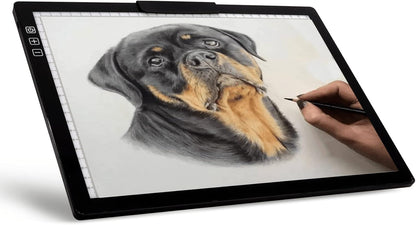 YINGWOND Rechargeable A4 LED Light Pad with Padded Case, Tracing Light Box w/Riser Stands and Paper Clip, 6 Levels of Brightness, Type-c Cable, Wireless Diamond Painting Light Board