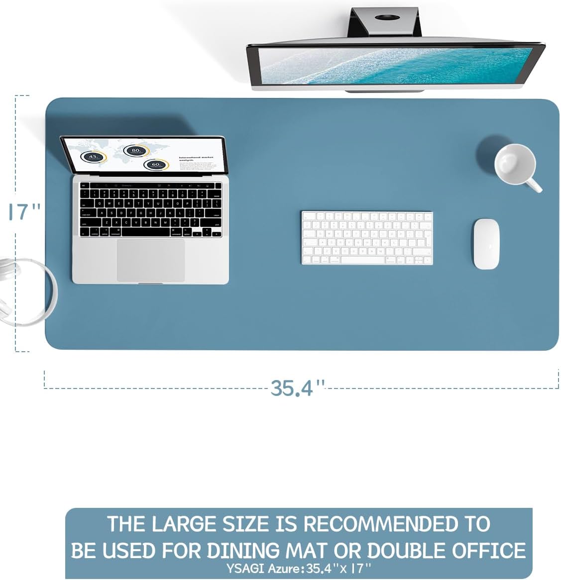 YSAGi Non-Slip Leather Desk Pad, Waterproof Laptop Computer Desk Keyboard Mat, Table Protector Blotter Mat, Large Mouse Pad for Office/Work/Home/Decor(Black, 31.5" x 15.7")