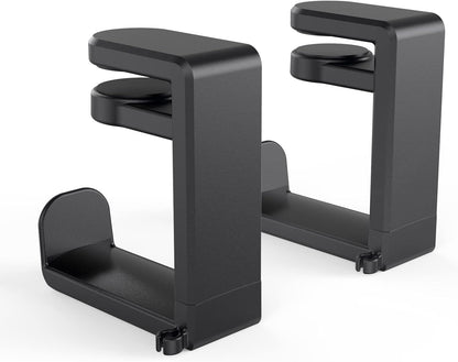 3in1 Rotating Headphone Holder - EURPMASK 3in1 PC Gaming Headset Holder w/Detachable Controller Holder, Adjustable Clamp-on Headset Stand,Headphone Hanger Hook Under Desk w/Cable Clip Organizer,Black
