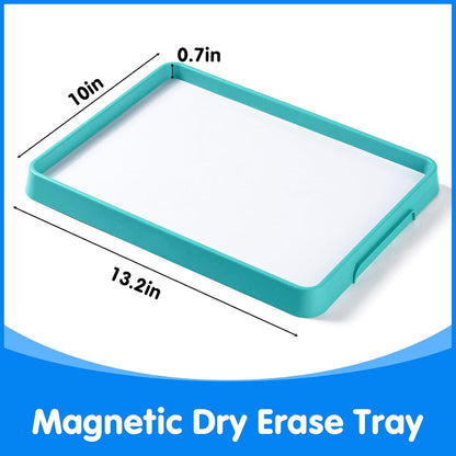 Magnetic Board for Kids – 13.2" X 10" - Magnetic Dry Erase Tray | Stackable Magnetic Tray for Classroom, Home, Travel & Preschool Learning (Cyan)