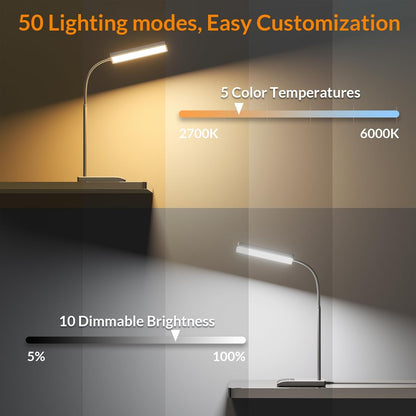 LEPOWER Desk Lamp, 800LM LED for Home Office, 12W Reading for Desk, Eye-Caring Light, Touch Table Gooseneck Lamp, 50 Lighting Modes, Bright for Bedroom, Study (Black)
