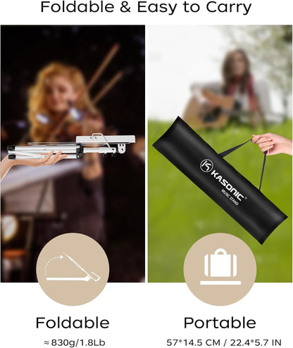 K KASONIC Music Stand, 2 in 1 Dual-Use Folding Sheet Music Stand & Desktop Book Stand, Portable Lightweight with Music Sheet Clip Holder Carrying Bag