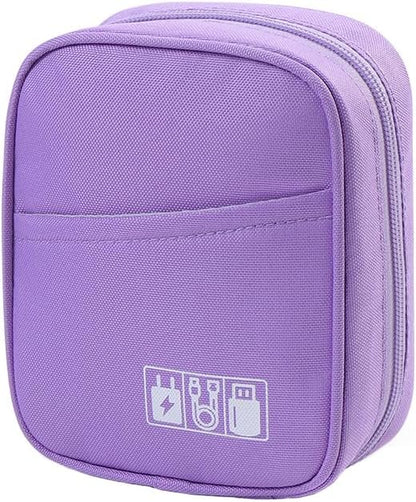 E-Tree Storage Pouch for Small Electronics and Accessories,Tech Bag,Electronic Organizer Case Compatible with MacBook Laptop Charger,Mouse,Cables,Hub,Power Bank,Earphone,Toiletries Cosmetics (Purple)