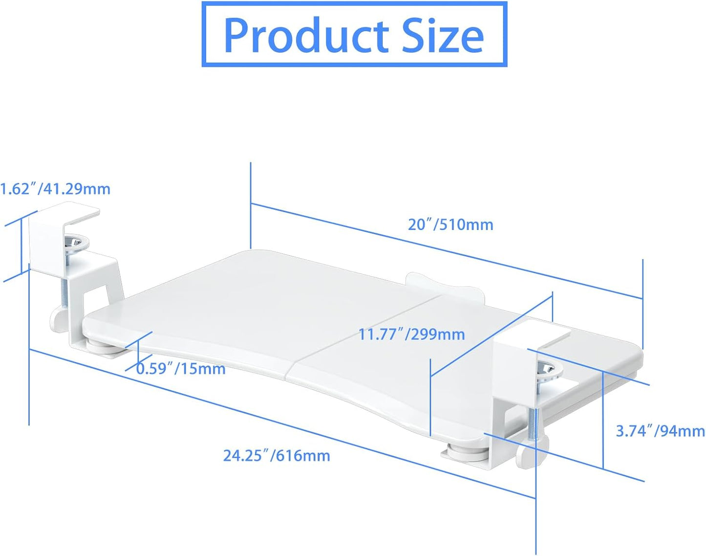 suptek Keyboard Tray Under Desk Pull Out with C Clamp Mount, Computer Keyboard & Mouse Tray, 25.6 (30 Including Clamps) x 11.8 inch Slide-Out Platform Computer Drawer for Typing, Black, DSF1