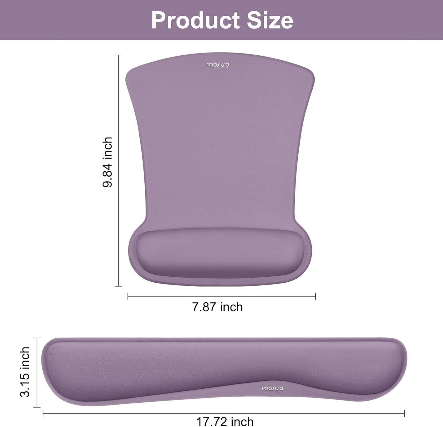 MOSISO Wrist Rest Support for Mouse Pad & Keyboard Set, Ergonomic Mousepad Non-Slip Base Home/Office Pain Relief & Easy Typing Cushion with Neoprene Cloth & Raised Memory Foam, Black