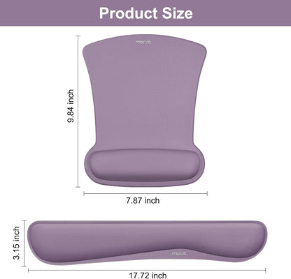MOSISO Wrist Rest Support for Mouse Pad & Keyboard Set, Ergonomic Mousepad Non-Slip Base Home/Office Pain Relief & Easy Typing Cushion with Neoprene Cloth & Raised Memory Foam, Black