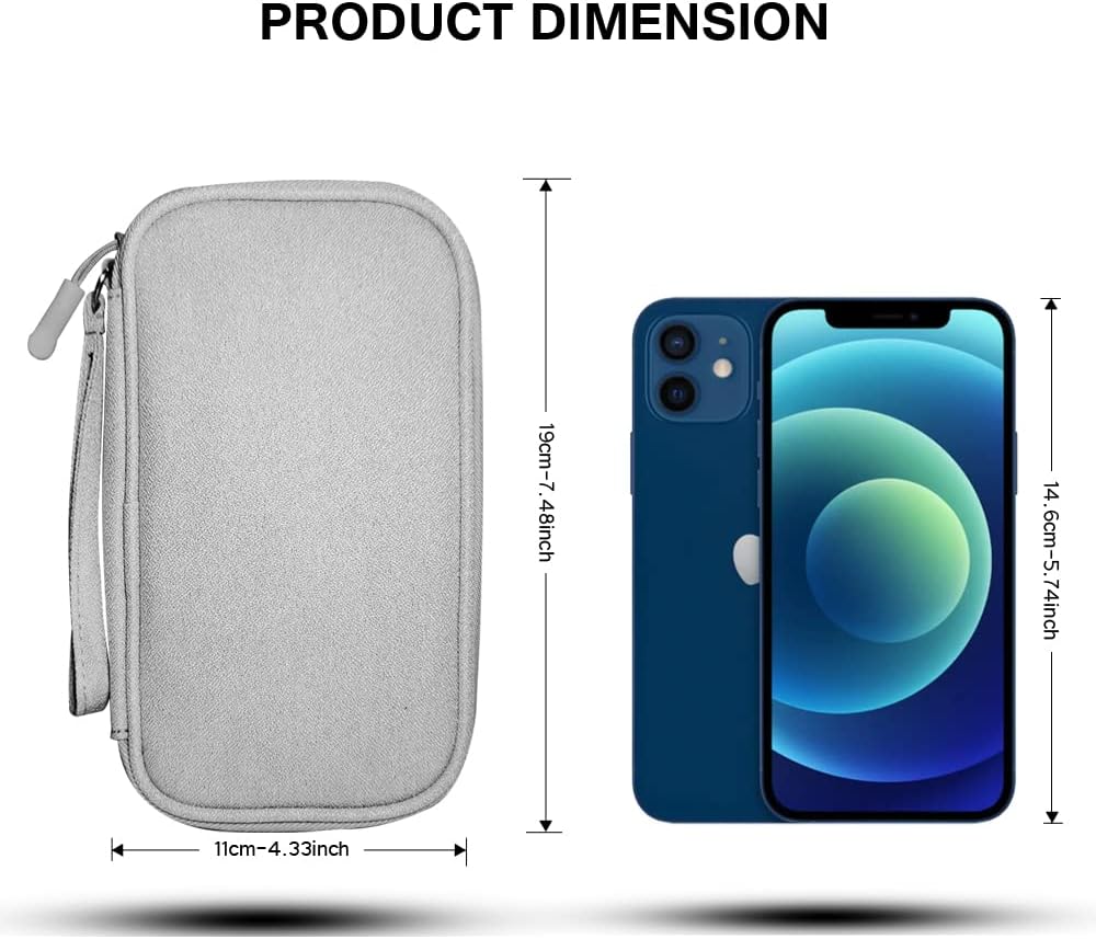 Electronics Organizer Bag Pouch Cable Charger Organizer Travel Shockproof Cord Carrying Case for Earphone Powerbank USB Hard Drive SD Card (Black)