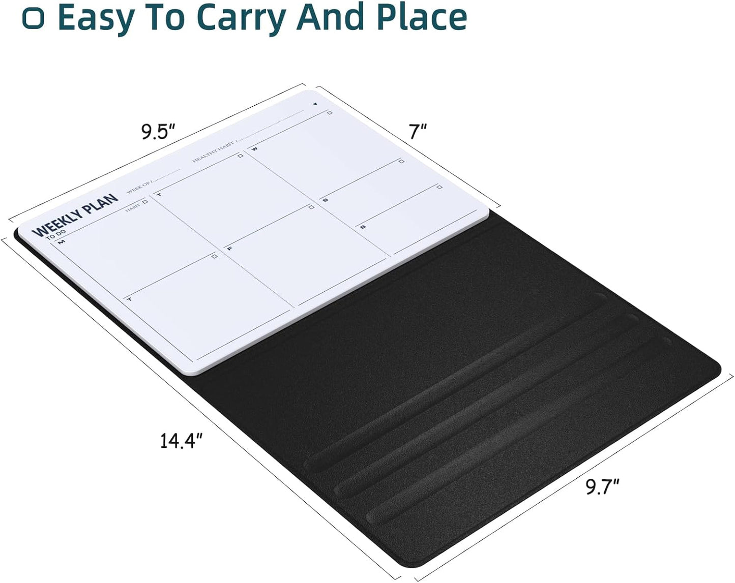Magnetic Weekly Dry Erase Board,Portable Weekly Planner Whiteboard,Desktop Weekly Calendar White Board,to do List White Board 9.5"x7" Schedule Board Message Board for Office Home School (Black)