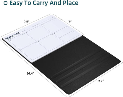 Magnetic Weekly Dry Erase Board,Portable Weekly Planner Whiteboard,Desktop Weekly Calendar White Board,to do List White Board 9.5"x7" Schedule Board Message Board for Office Home School (Black)