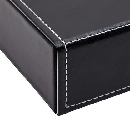 Juvale Glasses Case Organizer - 8-Slot, 12.6 x 9.8 x 2.5 in, Black Faux Leather - Sunglasses Storage & Holder for Nightstand & Desk - Flip-Top Display Case