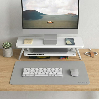 Fenge Desk Pad Mat, Water Resistant Mouse Pad, Double-Sided Mouse Mat with Anti-Slip Cork Base, Faux Leather Desk Blotter for Home Office, Laptop, Mouse, 23.6 x 13.8 Inches, Black