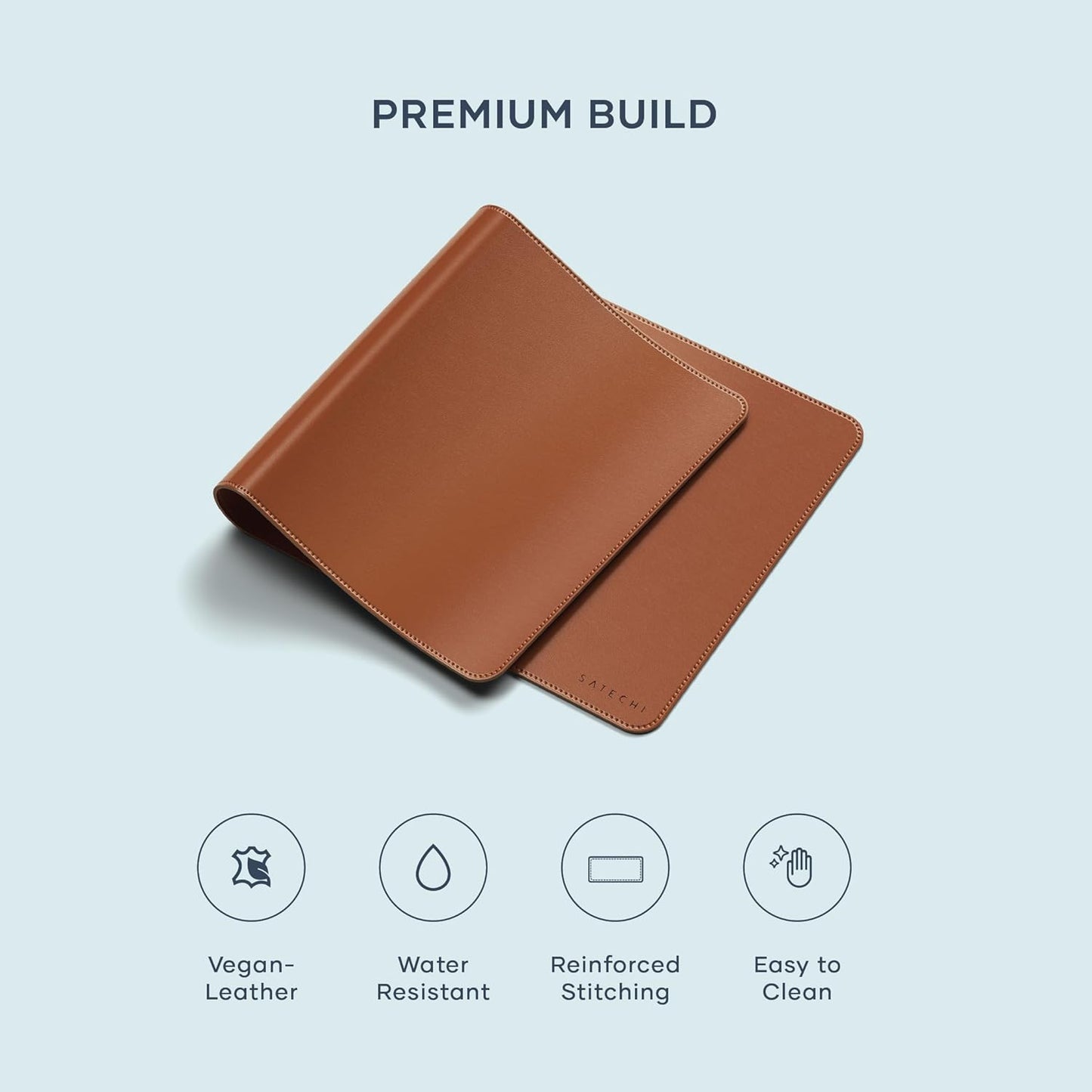 Satechi Vegan Leather Desk Mat, Large Mouse Pad Scratch and Water Resistant, Easy to Clean, Desk Pad for Office and Home, 26.8” x 12.4” x 0.1” - Black