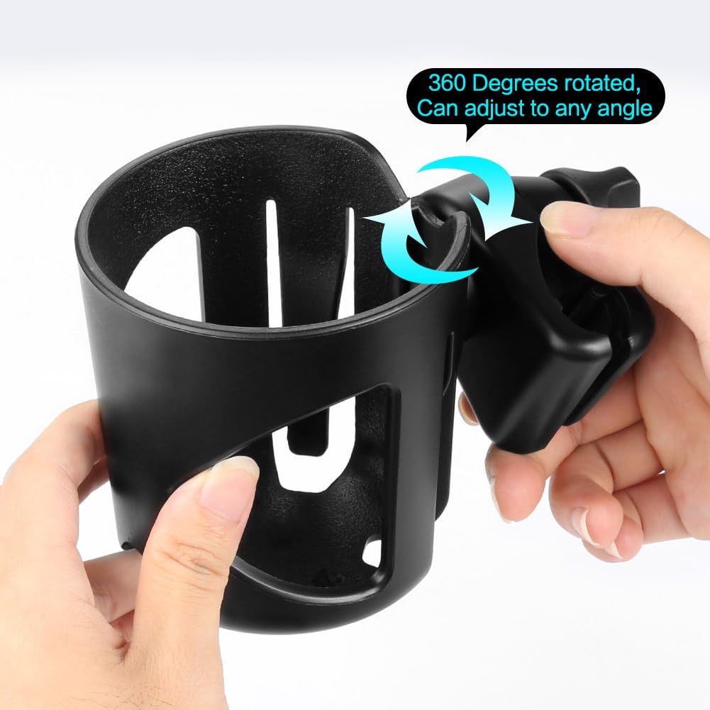 Accmor Stroller Cup Holder, Universal Cup Holder for Stroller Walker Bike, 360° Rotatable Large Caliber Designed Bottle Holder for Stroller, Bike, Wheelchair, Scooter