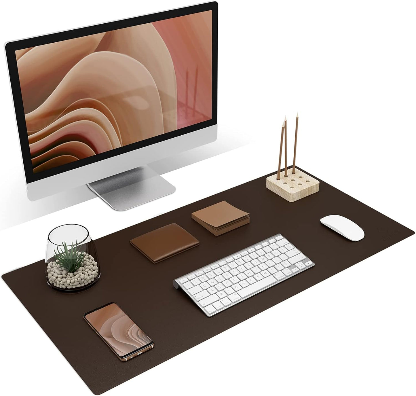 K KNODEL Non-Slip Desk Mat, Desk Pad, Desk Blotter, Desktop Mat for Desk, Large Desk Protector, Office Computer and Laptop Mat for Desk (31.5"x15.7", Brown)