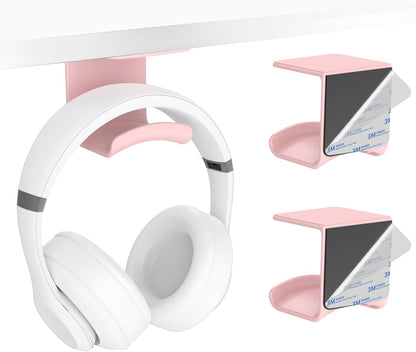 HomeMount Under Desk Headphone Hook - Adhesive Headphone Stand Hanger for Desk - White