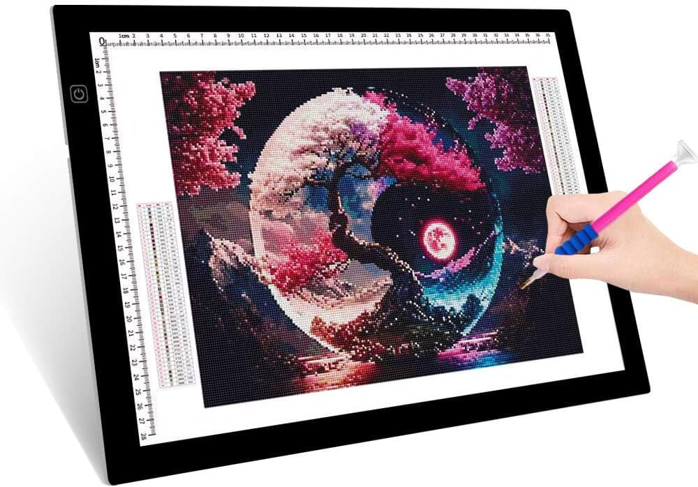 HUAYEYC B4 LED Copy Board Light Tracing Box, 3 Levels Adjustable Brightness Light Pad, for Tattoo Drawing, Streaming, Sketching, Animation, Stenciling, Vinyl Weeding, with 4Pcs Clip and Stand