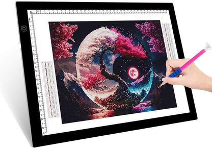 HUAYEYC B4 LED Copy Board Light Tracing Box, 3 Levels Adjustable Brightness Light Pad, for Tattoo Drawing, Streaming, Sketching, Animation, Stenciling, Vinyl Weeding, with 4Pcs Clip and Stand