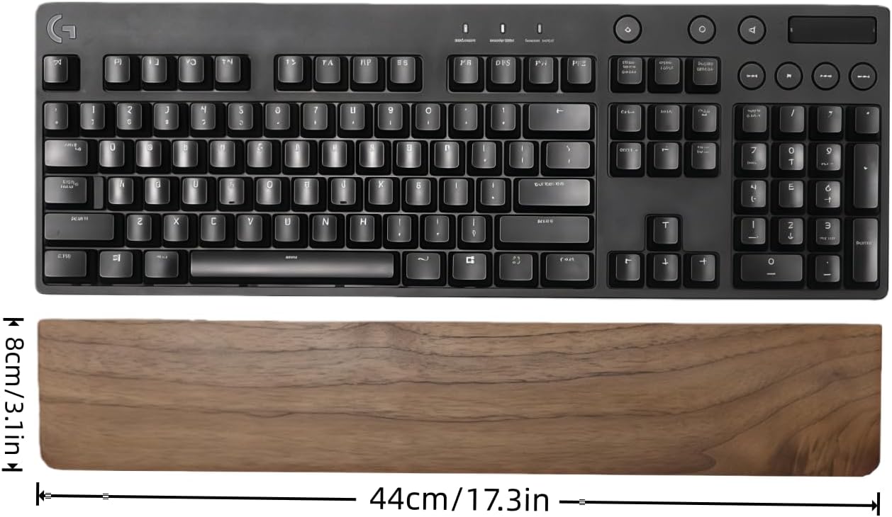 Walnut Wood Keyboard Wrist pad - Ergonomic Design for Wrist Fatigue Relief, Compatible with Most Keyboards & Laptops, Anti-Slip Base for Programmers & Gamers (Walnut Wood, 87 Key)