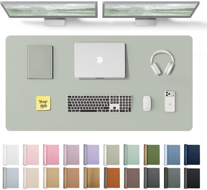 YSAGi Leather Desk Pad Protector, Office Desk Mat, Large Mouse Pad, Non-Slip PU Leather Desk Blotter, Waterproof Laptop Desk Writing Pad for Office and Home (23.6" x 13.8", Eggshell) - Colors B