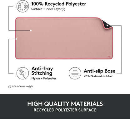 Logitech Desk Mat - Studio Series, Multifunctional Large Desk Pad, Extended Mouse Mat, Office Desk Protector with Anti-Slip Base, Spill-Resistant Durable Design, in Mid-Grey